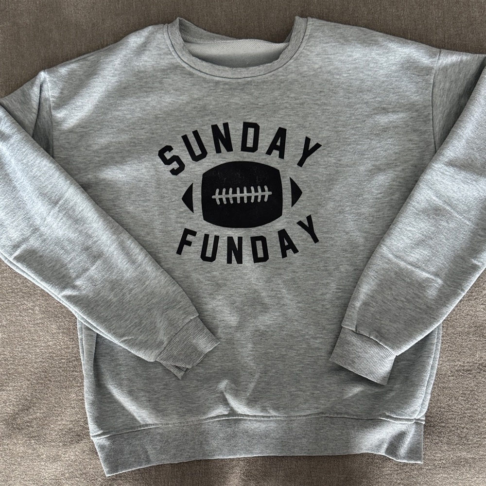 SHEIN Gray 'Sunday Funday' Crewneck Sweater